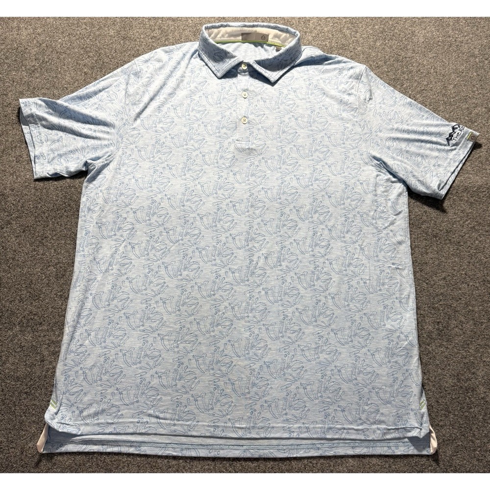 Tasc Performance Polo Blue Mens XL The Ridge Short Sleeve Modal Pattern‎